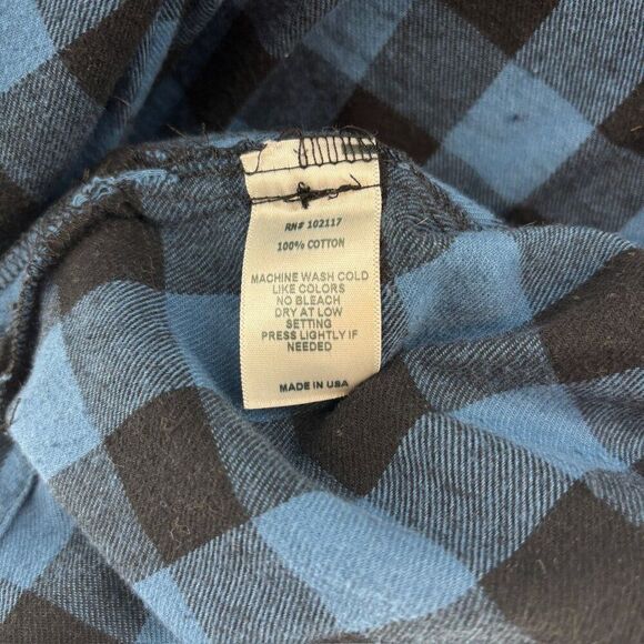 Eleven Stitch Design Medium Blue Black Plaid Button-Up Shirt Lagenlook Relaxed‎ - Picture 5 of 10